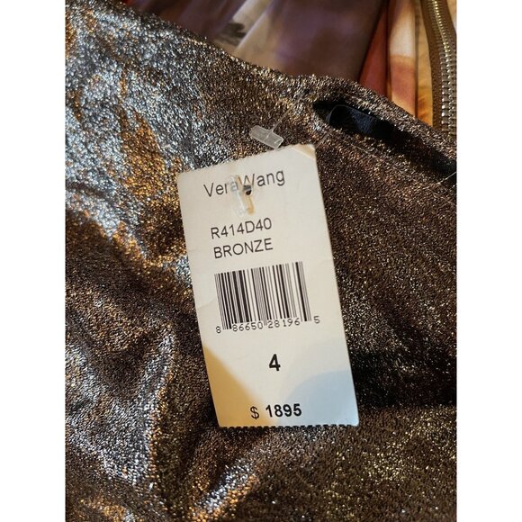 Vera Wang Collection Bronze Shimmer Beaded Silk Dress Sz 4 Runway Sample $1895 - Picture 8 of 16
